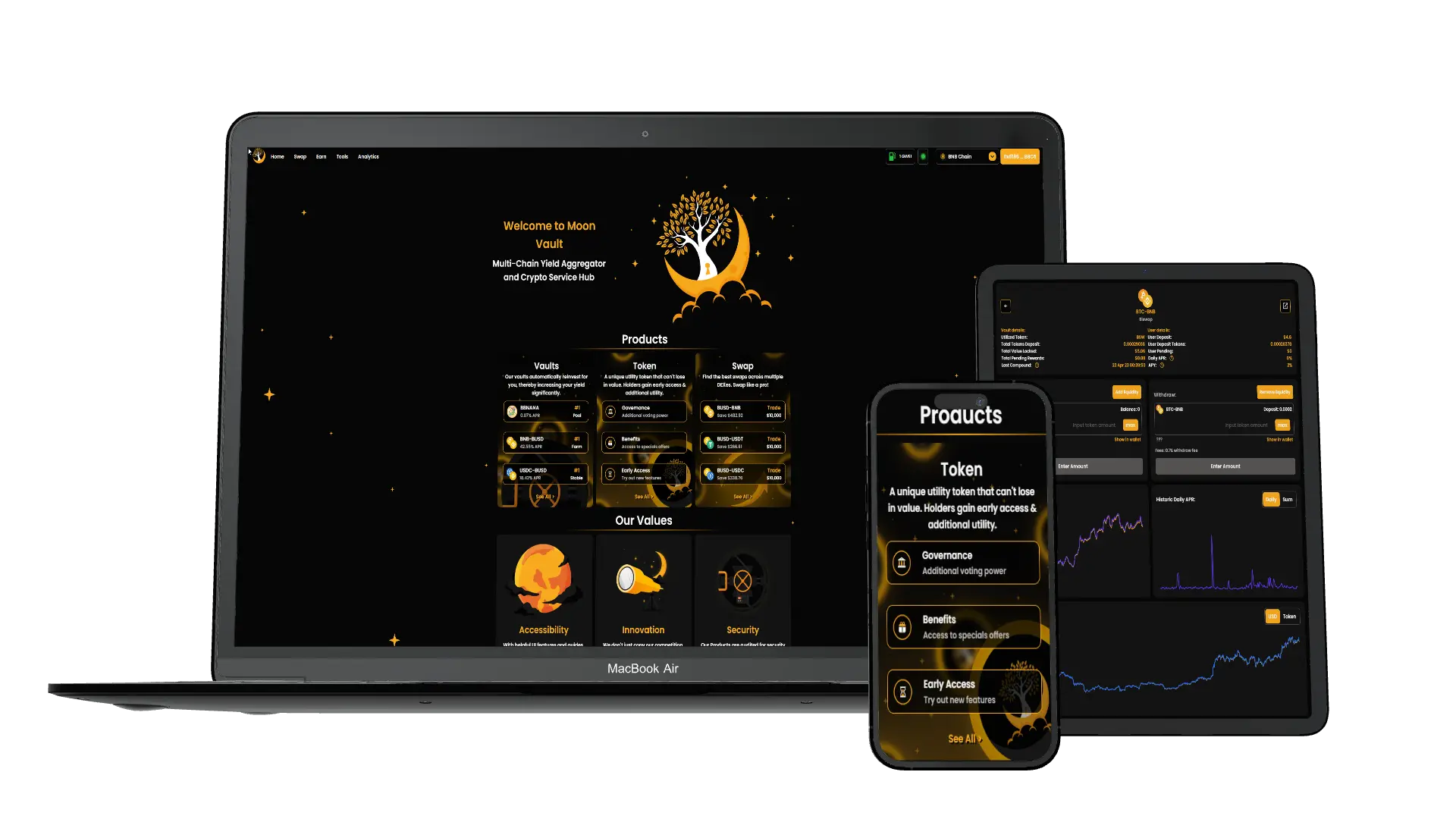 Screenshot der umgesetzten Oberfläche: Moon Vault